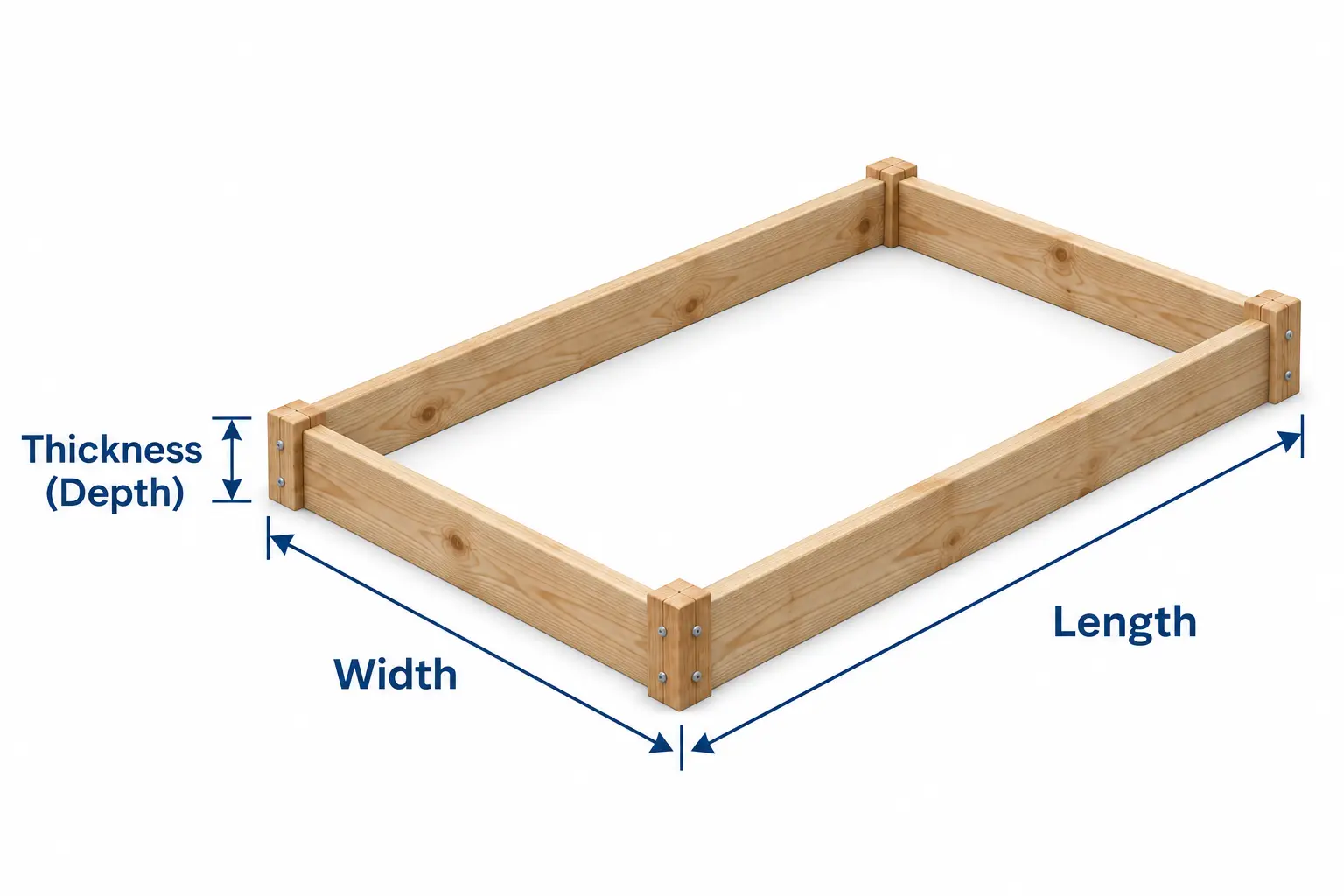 Rectangular volume showing length, width, and depth dimensions