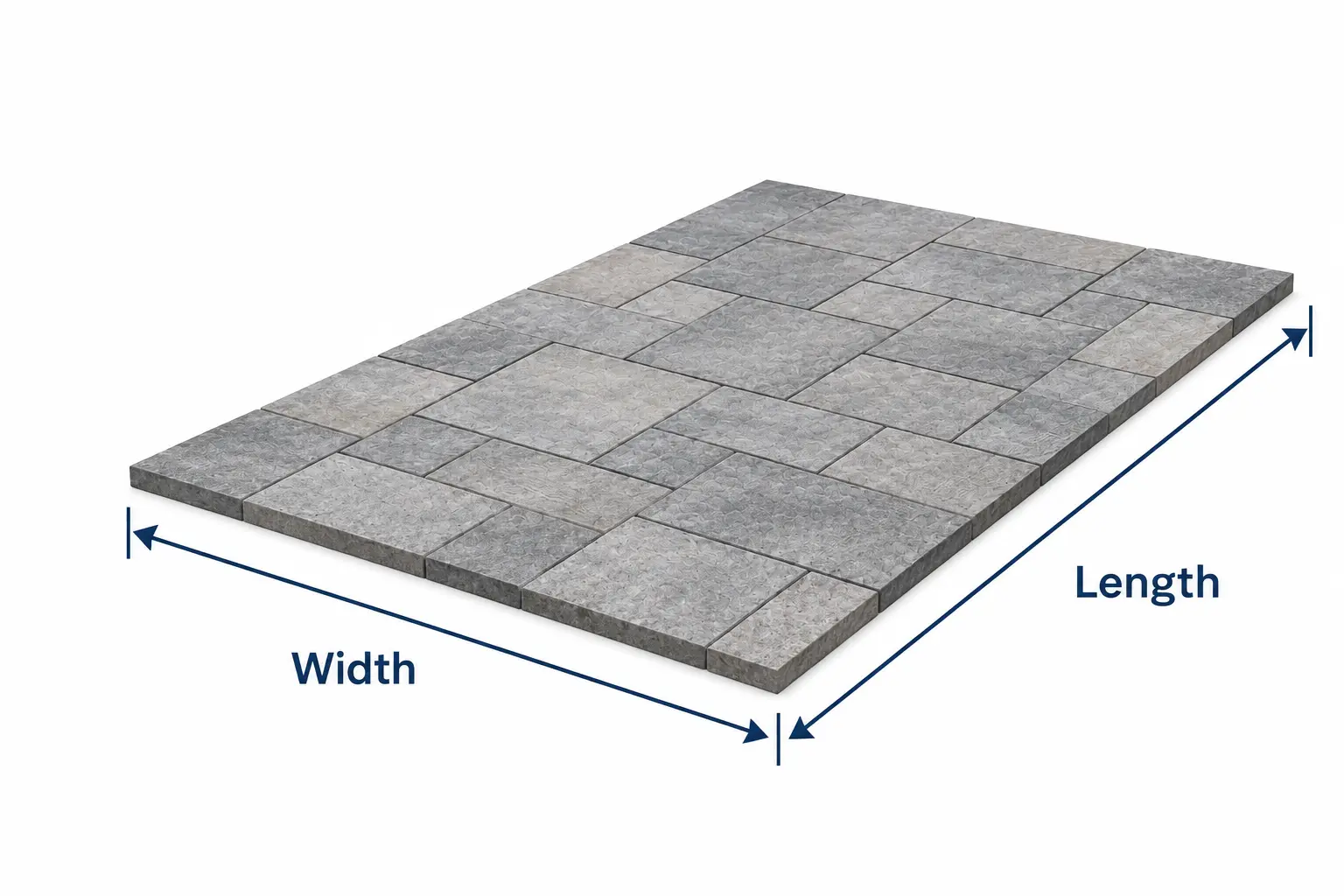 Rectangular area showing length and width dimensions